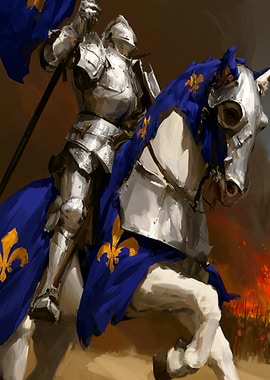 Knight on Horseback with Fleur-de-lis Banner