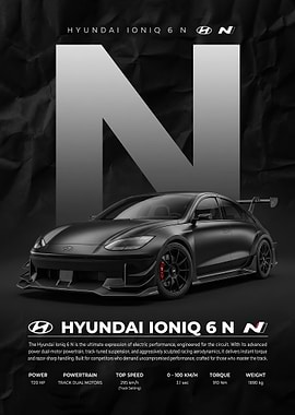 A striking matte black Hyundai Ioniq 6 N Performance Car