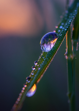 Macro Dewdrops on Grass Blade