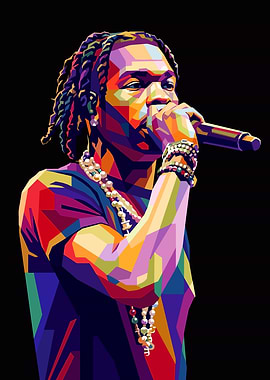 Colorful Portrait of a Lil Baby Rapper