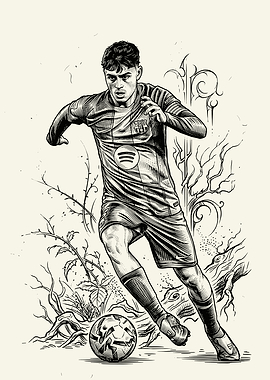 Pedri Soccer Player Illustration