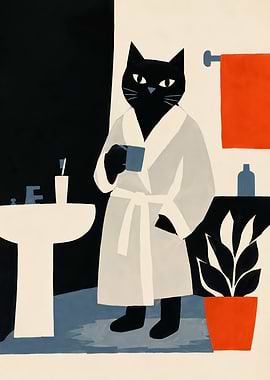 Morning Cat Wall Art Print