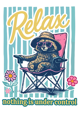 Relaxed Cartoon Raccoon Poster with Sunglasses and Fun Typography Wall Art
