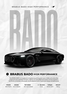 A sleek black Bado High Performance Car poster