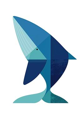 Geometric Blue Whale Illustration