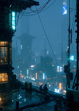 Cyberpunk Cityscape at Night
