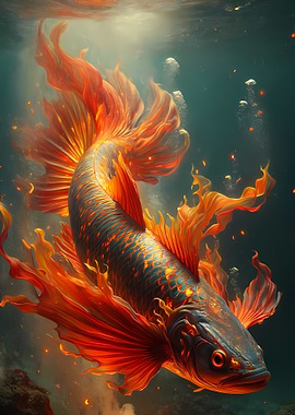 Fiery Underwater Fish