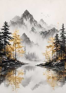 Misty Mountains and Golden Trees