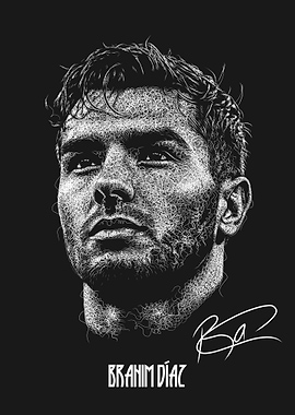 Brahim Diaz Scribble Art with Signature