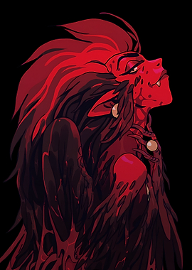 Red Demon with Dark Wings