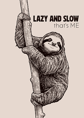 Sloth hanging on a tree branch