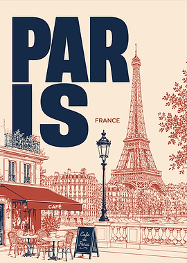 Paris Cafe Travel Poster – Vintage French Wall Art