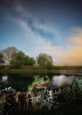 Tree frog under the stars