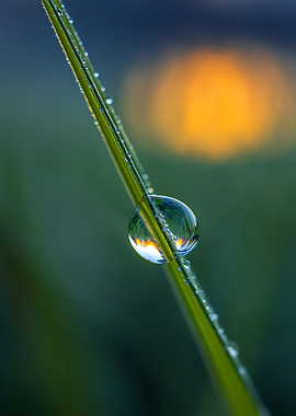 Macro Dewdrop on Grass Blade