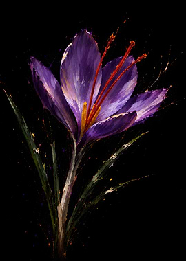 Purple Saffron Flower Painting