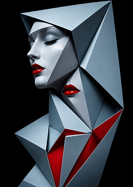 Geometric Sculpture of a Woman's Face