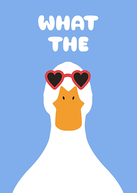 Funny Duck with Heart Sunglasses