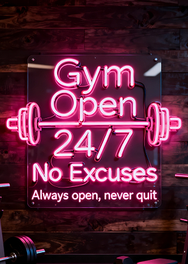 Gym Open 24/7 Neon Sign