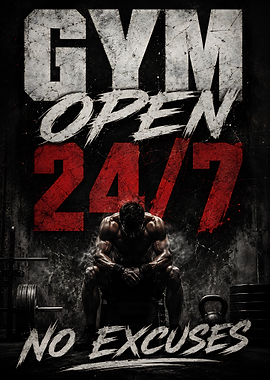 Gym Open 24/7 No Excuses Gym Motivational Motivation Fitness