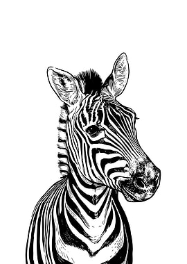 Black and White Zebra Portrait