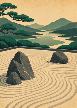 Zen Garden Landscape Painting