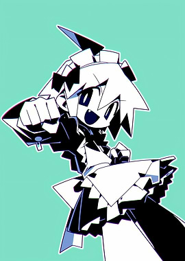 Anime Maid Character in Action Pose