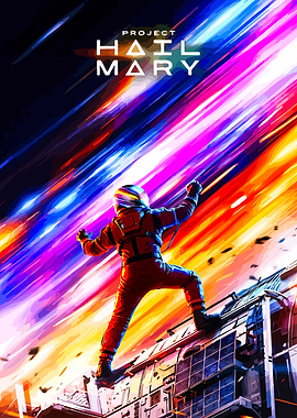 Astronaut in Space with 'Project Hail Mary' Text