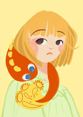 Girl with Orange Creature