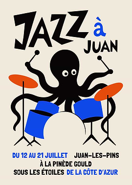 Jazz à Juan Octopus Drummer Poster