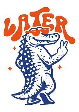 Later Alligator Poster, Funny Cartoon Gator Wall Art, Cool Retro Animal Print