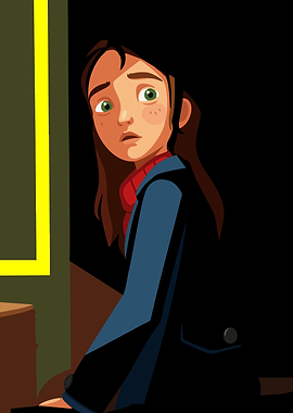 Worried girl in blue coat