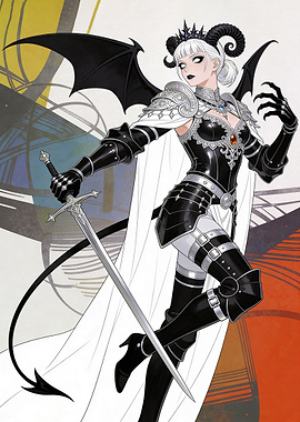 Demon Queen in Black Armor with Sword