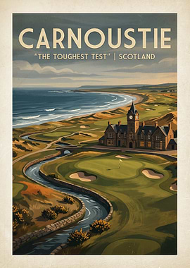 Carnoustie Golf Links Vintage Poster