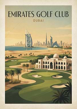 Emirates Golf Club Dubai Vintage Poster