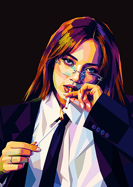 Woman in Suit Lighting Cigarette