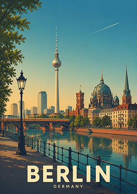 Berlin Skyline with River and TV Tower