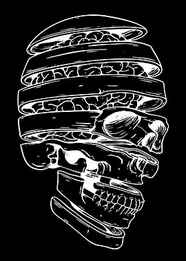 Sliced Skull Burger Illustration