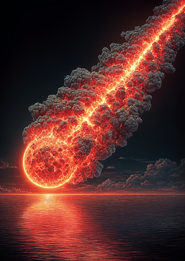Fiery Meteorite Impacting Ocean