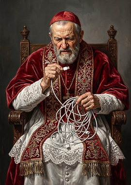 Pope with tangled USB cable