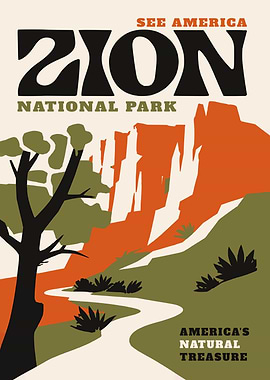 Zion National Park Vintage Poster