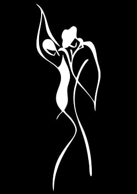 Abstract White Figures on Black Background