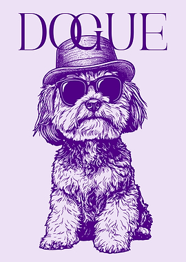 Dog Wearing Hat and Sunglasses