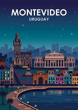 Montevideo Skyline at Night