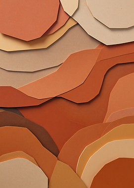 Abstract Tectonic Papercut Layers Terracotta Wall Art