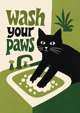 Wash Your Paws Cat Print