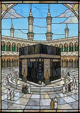 Stained Glass Kaaba and Minarets