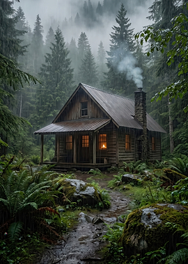 Cozy Cabin in Rainy Forest