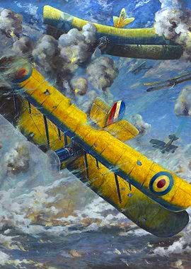 An Aerial Fight by Louis Weirter WW1 Historical Painting