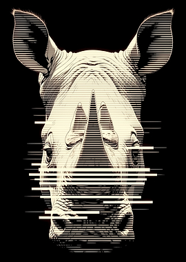 Glitching Rhino Portrait