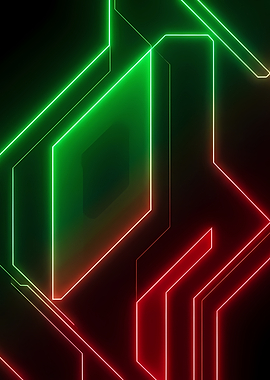 Neon Circuit Abstract Futuristic Tech Glowing Grid Art as background